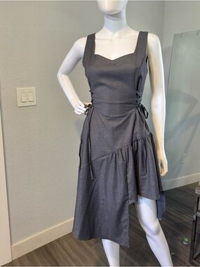 IEF Grey Corset-Style Asymmetric Ruffle Mini Dress Size M